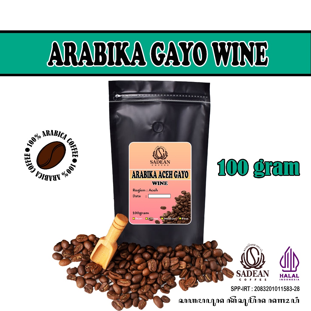 

Kopi Arabika Gayo Wine 100g / Biji Kopi Bubuk Arabika Gayo Wine 100 gr