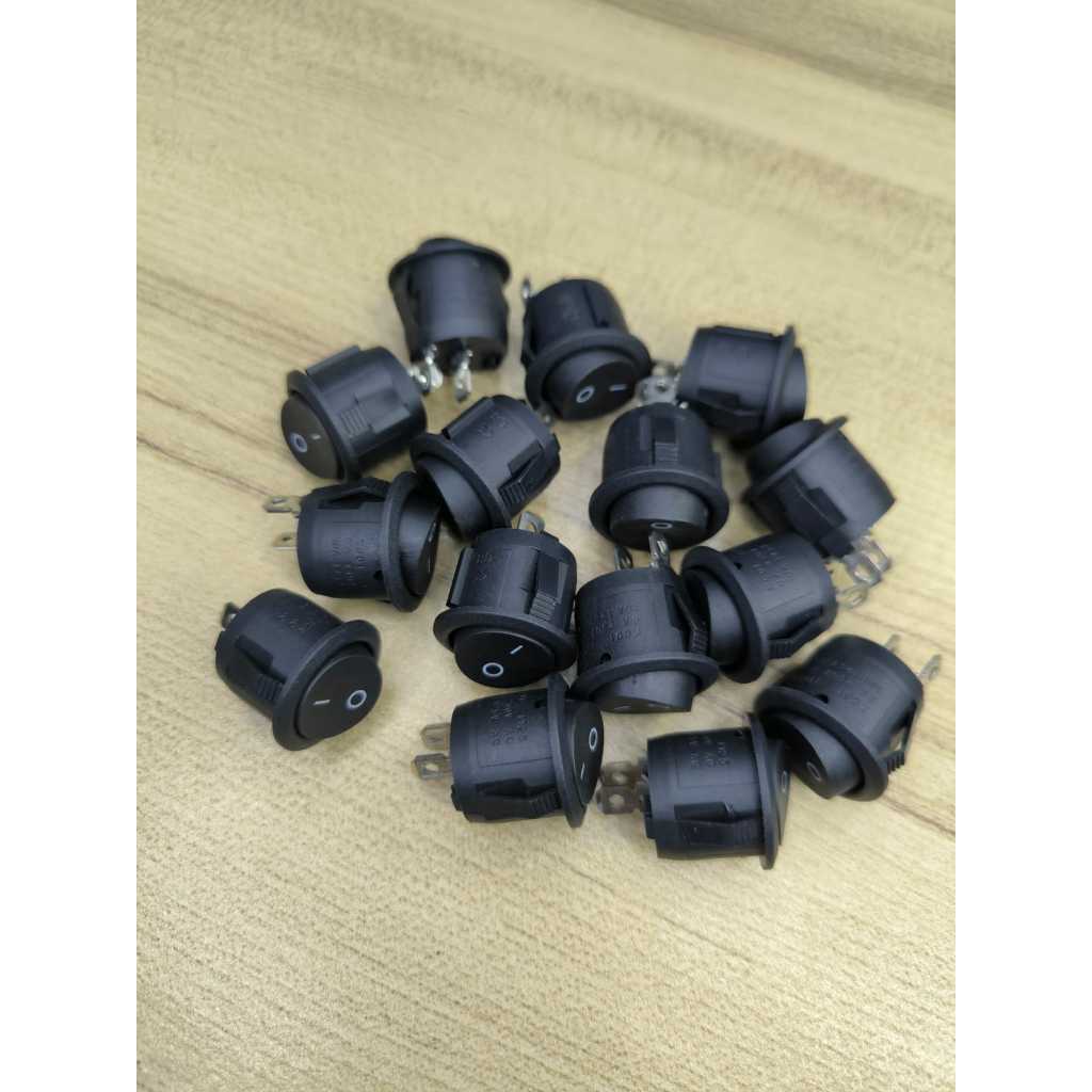 SAKLAR ON/OFF ROCKER SWITCH HITAM BULAT 2 PIN