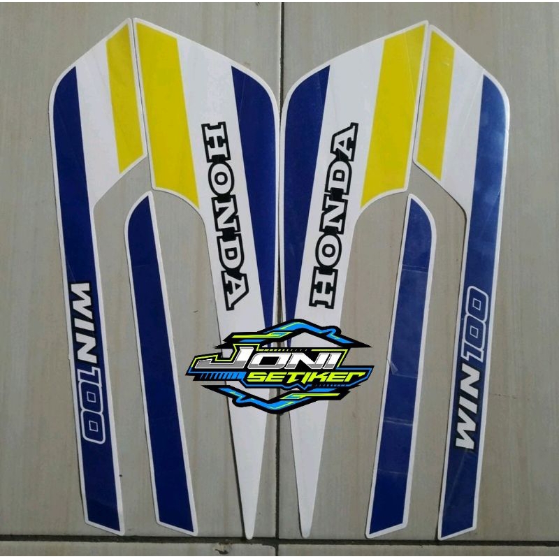 Striping Stiker Motor Honda Win 100 1991 putih-kuning