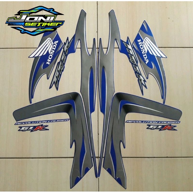 Striping Stiker Motor Honda tiger revo 2008 biru