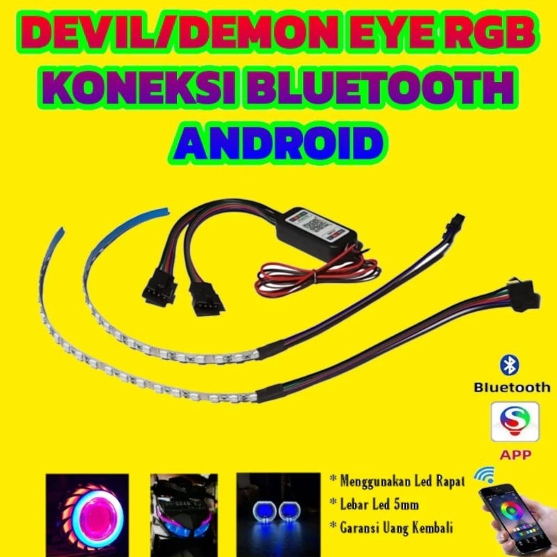 LAMPU LED DEMON RGB ANDROID / DEVIL KONEKSI HP BLUETOOTH LED RAPAT BERKUALITAS / LAMPU ALIS DEVIL SM