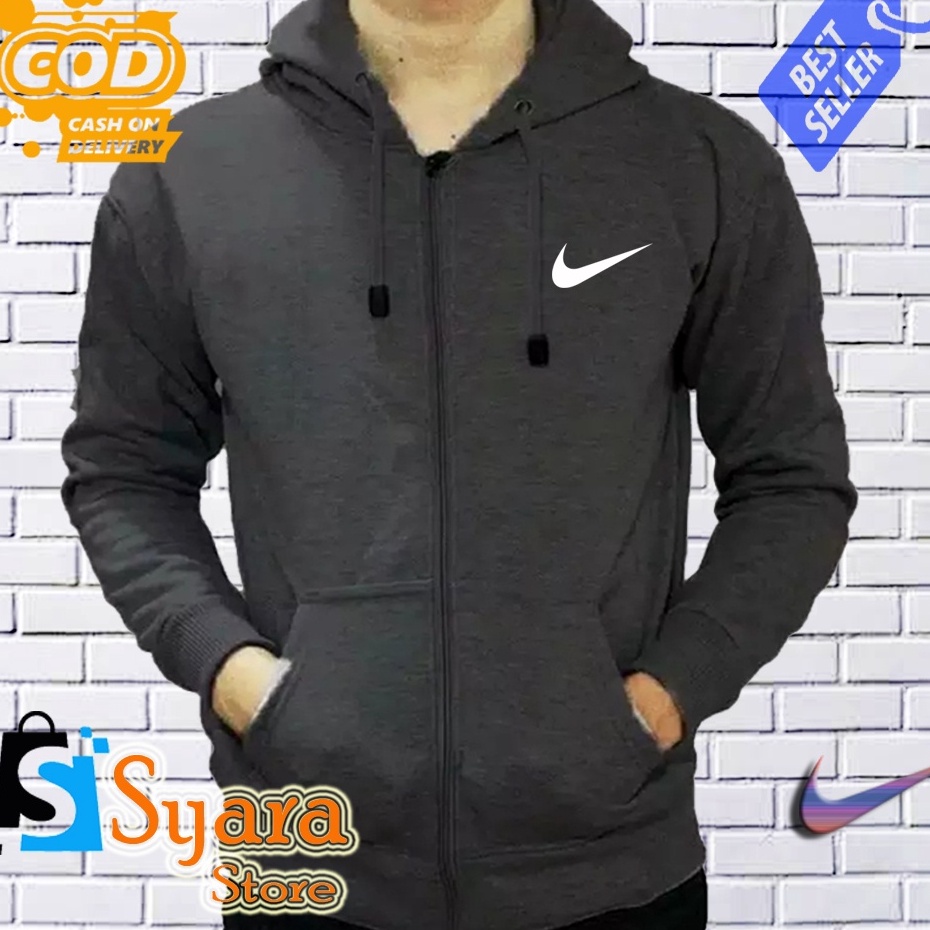 Hemat Biaya  Syara Store  Jaket Resleting NikeCeklis Putih  Jaket Distro Sleting  Jaket Resleting  J