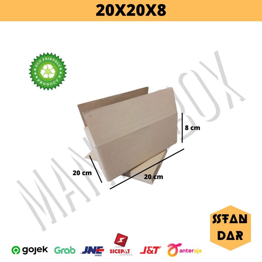 

Kardus packing Uk. 20x20x8 cm model standar indomie polos (MIN 3PCS) tambahan packing bisa custom