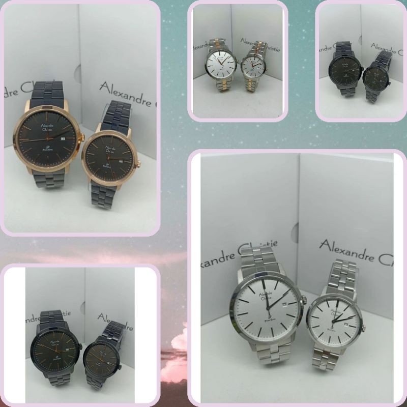 Jam Tangan Couple Alexandre Christie 1007 AC1007 AC Couple Tali Besi/ Stainless steel