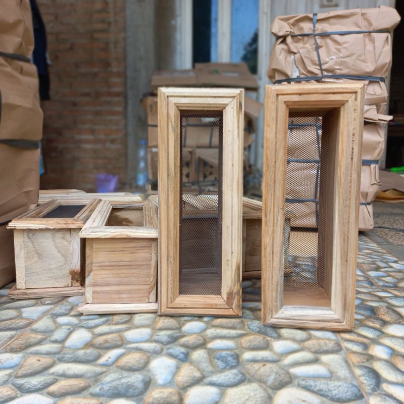 Roster Kayu Jati 70x20 cm, Lis Dobel Kawat Kasa Angin Angin Jendela Pintu