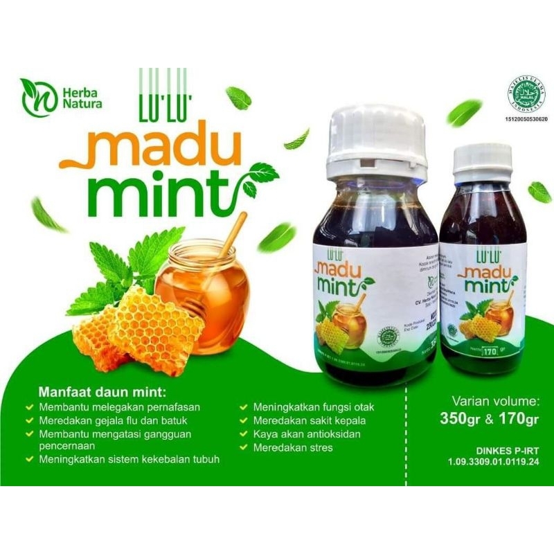 

Madu Mint Lu'lu Murni Original Madu Flu/Batuk/Masuk Angin/Meningkatkan Stamina/Imunitas/Mencegah Sariawan/Melegakan Pernafasan