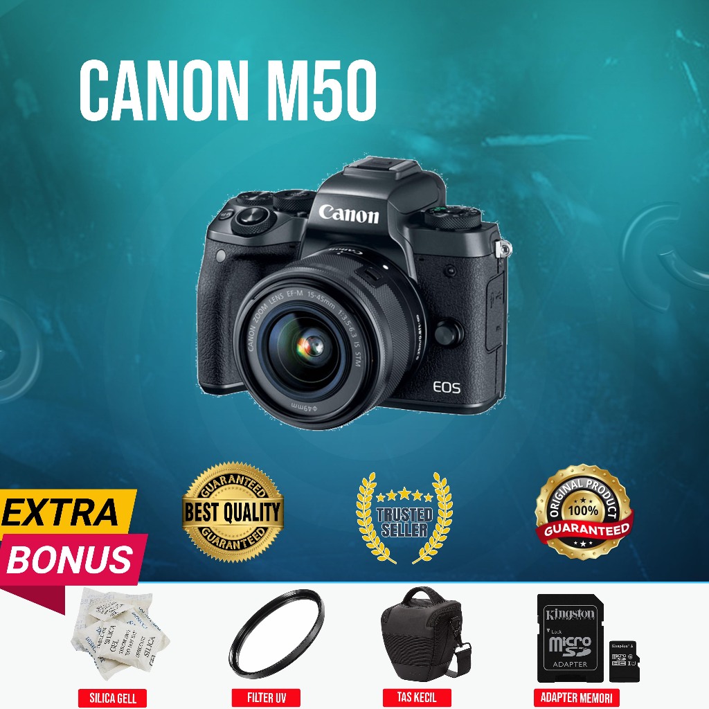 [GUBUK KAMERA] MIRRORLESS CANON M50 kit 15-45 STM ORIGINAL NORMAL MULUS MURAH (SECOND)