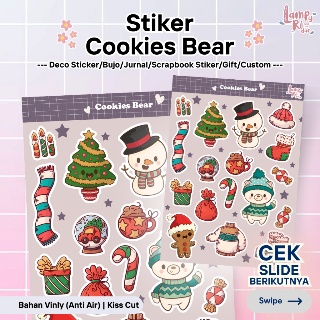 

[Ly] Cookies Bear for sticker/jurnaling/gift WATERPROOF