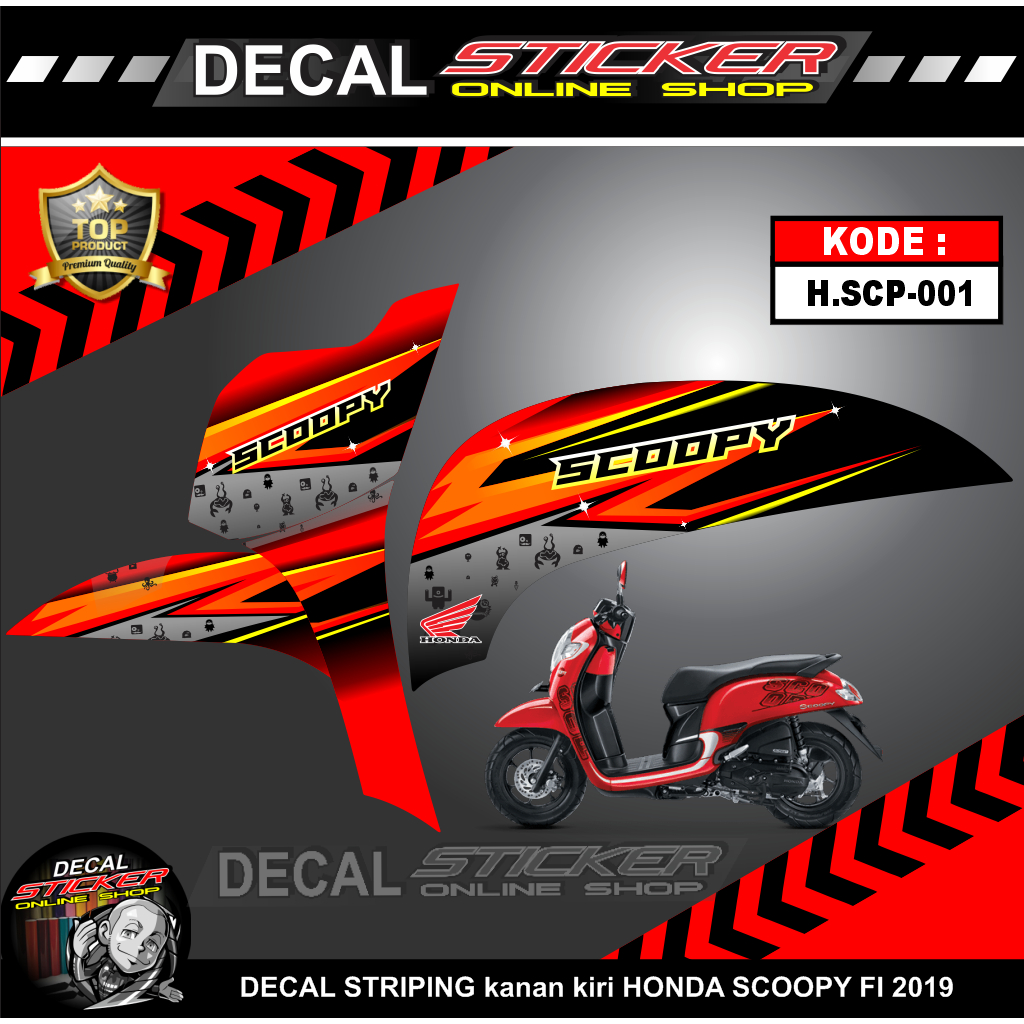 Stiker Scoopy FI 2019 Decal Striping Standar Scoopy Fi Premium Racing