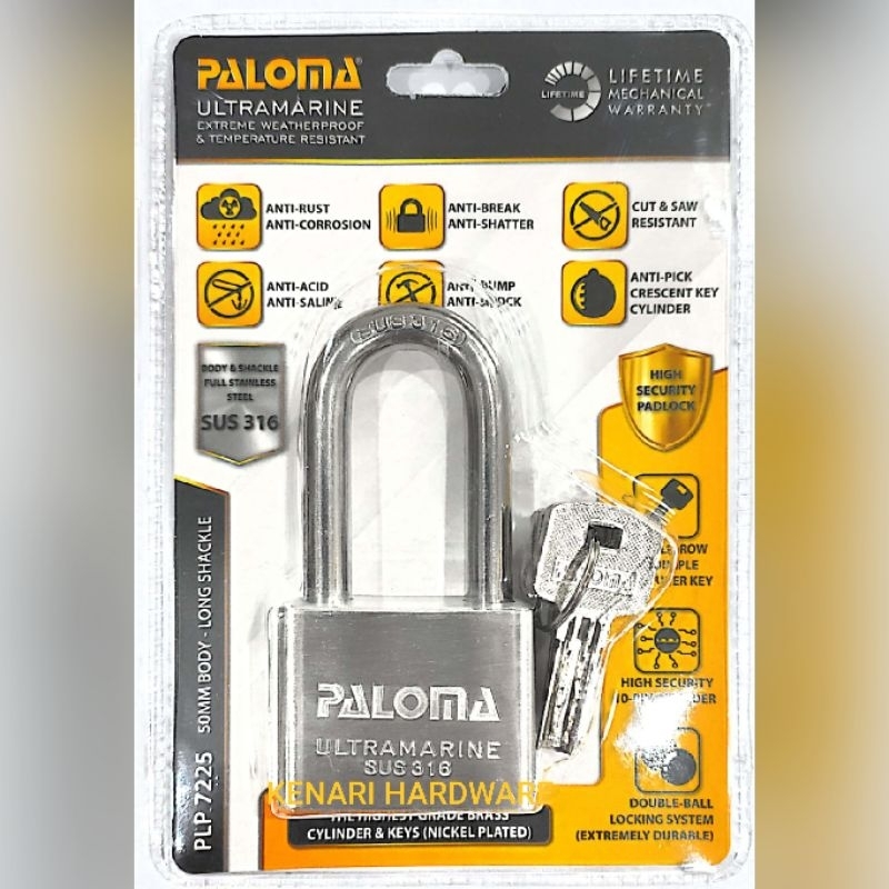 PALOMA PLP 7225 GEMBOK ULTRAMARINE SUS 316 50MM BODY LONG SHACKLE
