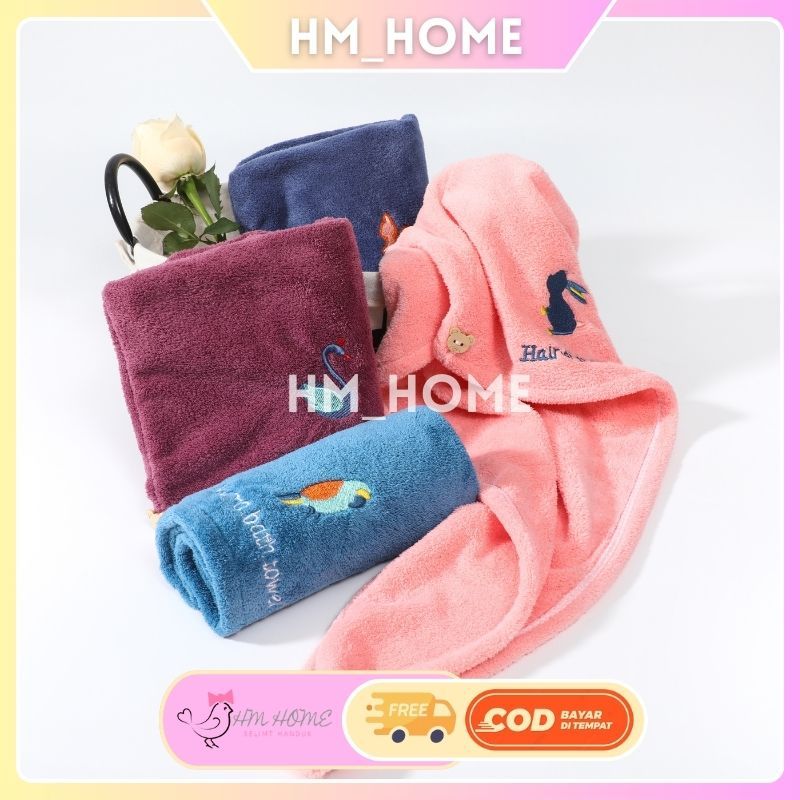 HM Handuk Dewasa Anak Unisex Handuk Keramas Hairtowel Rambut Microfiber Animal