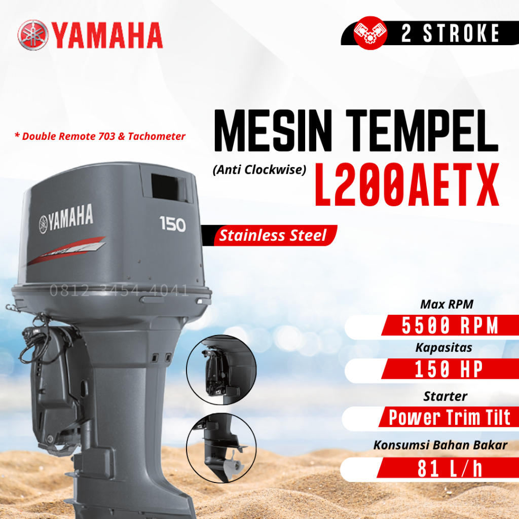 Yamaha 2 TAK Mesin Tempel 200 PK Outboard mesin 2tak