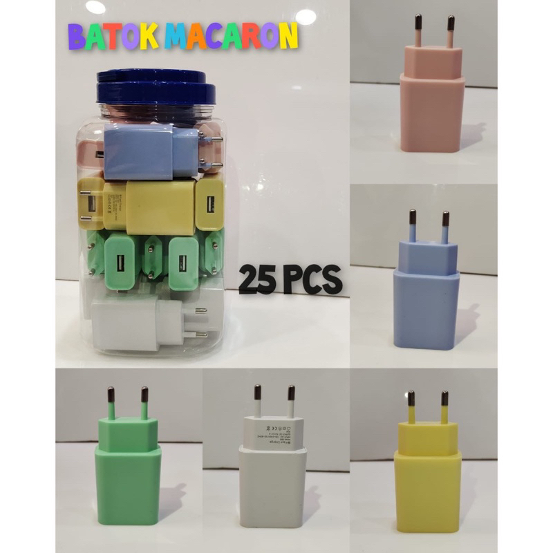 S66 Adapter Charger Macaron 2A FAST CHARGER Kepala Batok Charger Casan Macaron GRATIS TOPLES