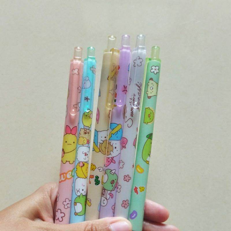 

6 Pcs Pulpen Gel Cetek Mekanik 0.5mm Motif Lucu Sumikkho Gurashi