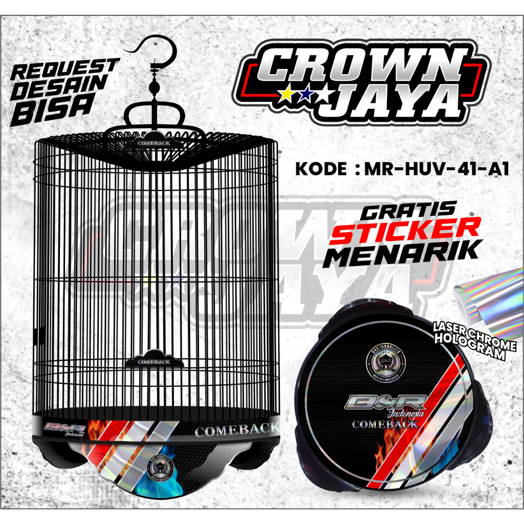 DECAL STICKER SANGKAR BNR NEW COMEBACK SERIES TERBARU / DECAL SANGKAR MURAI NOMER 1 2 3 / SANGKAR MU