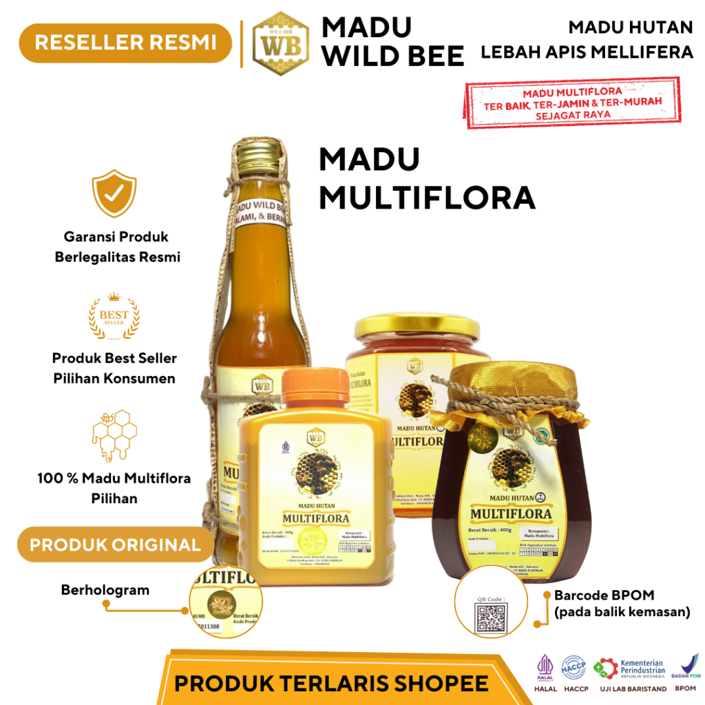 

Madu Multiflora / Lebah Apis Melifera - Garansi Murni & Asli 100% - Wild Bee-Kemasan Ekonomis