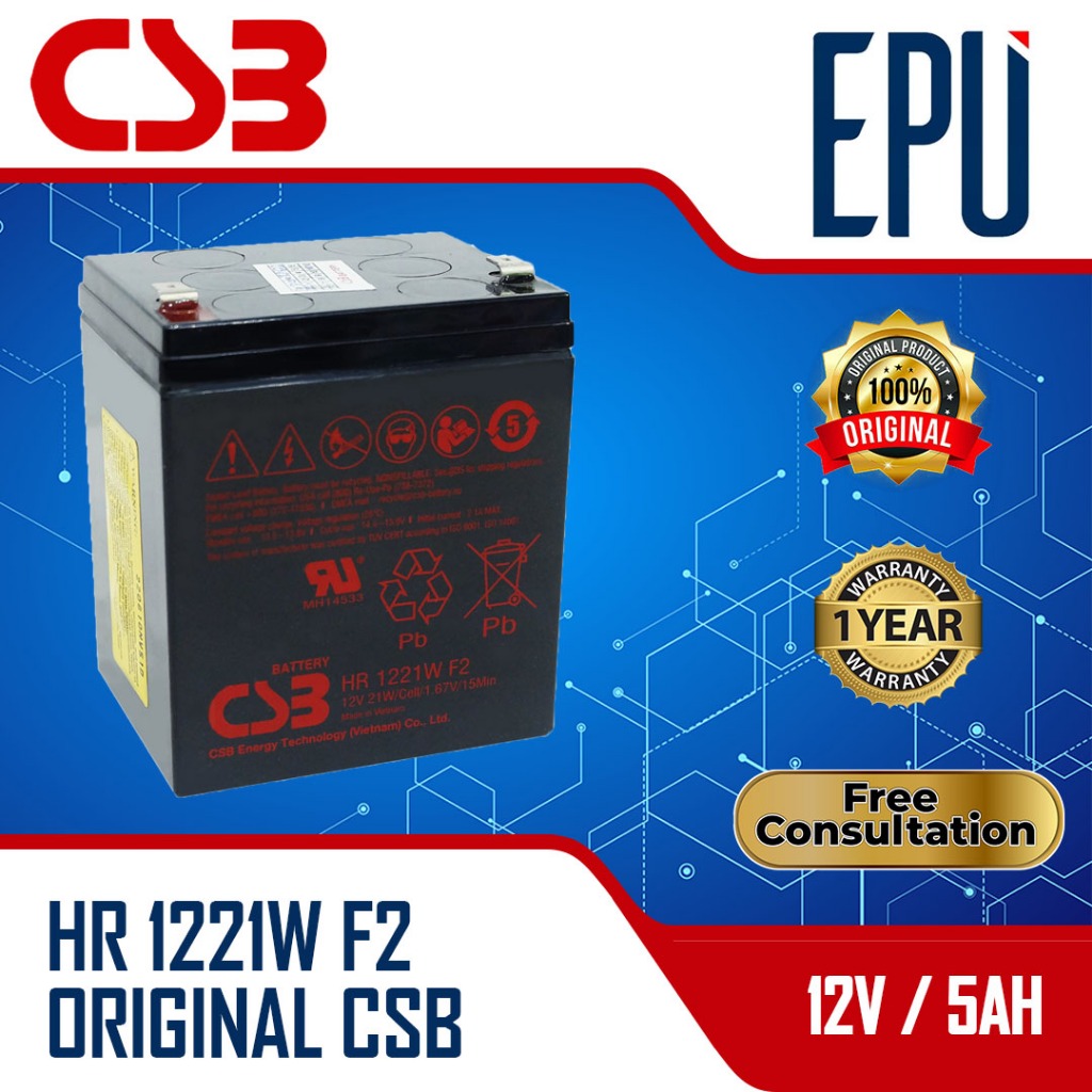 Aki UPS CSB 12V 5AH HR1221W CSB HR1221 Baterai UPS Batere Aki Kering
