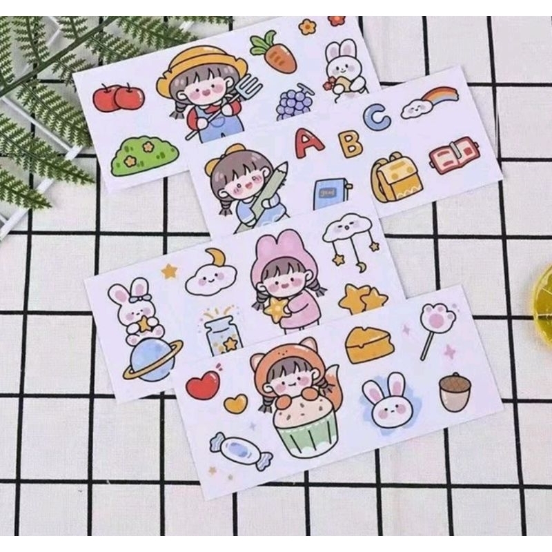 

1 Lembar - Stiker 2D Botol Minum Tritan Aksesoris Bottle Anti Air Tempelan Sticker Case Buku Kulkas Lucu