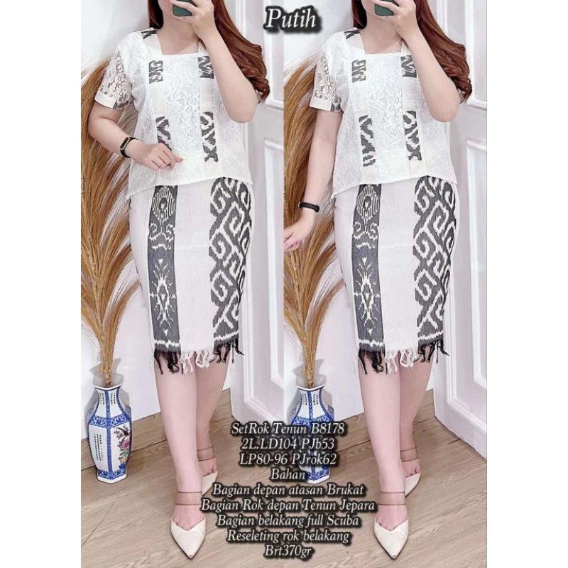 SETELAN TENUN KOMBINASI BROKAT,BAJU PESTA WANITA, BAJU KERAJA