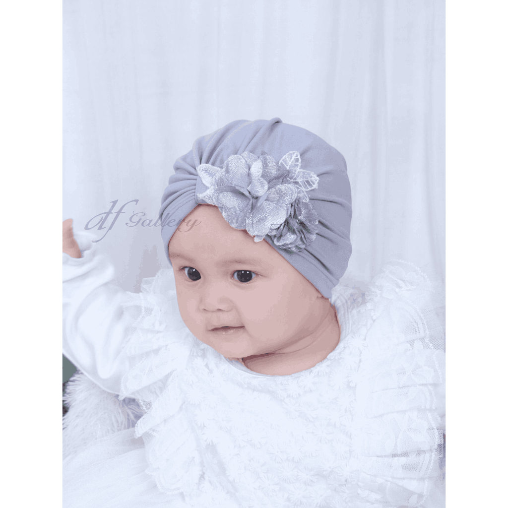 Turban Khansa Bunga Sorban Bayi Motif Polos | Ciput Baby NewBorn |  Topi Anak Perempuan | Turban Sor