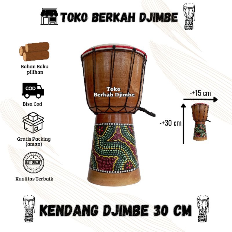 Kendang Jimbe 30 cm Mainan Gendang Ketipung Alat Musik Tradisional Anak Mainan Anak Edukasi Djimbe D