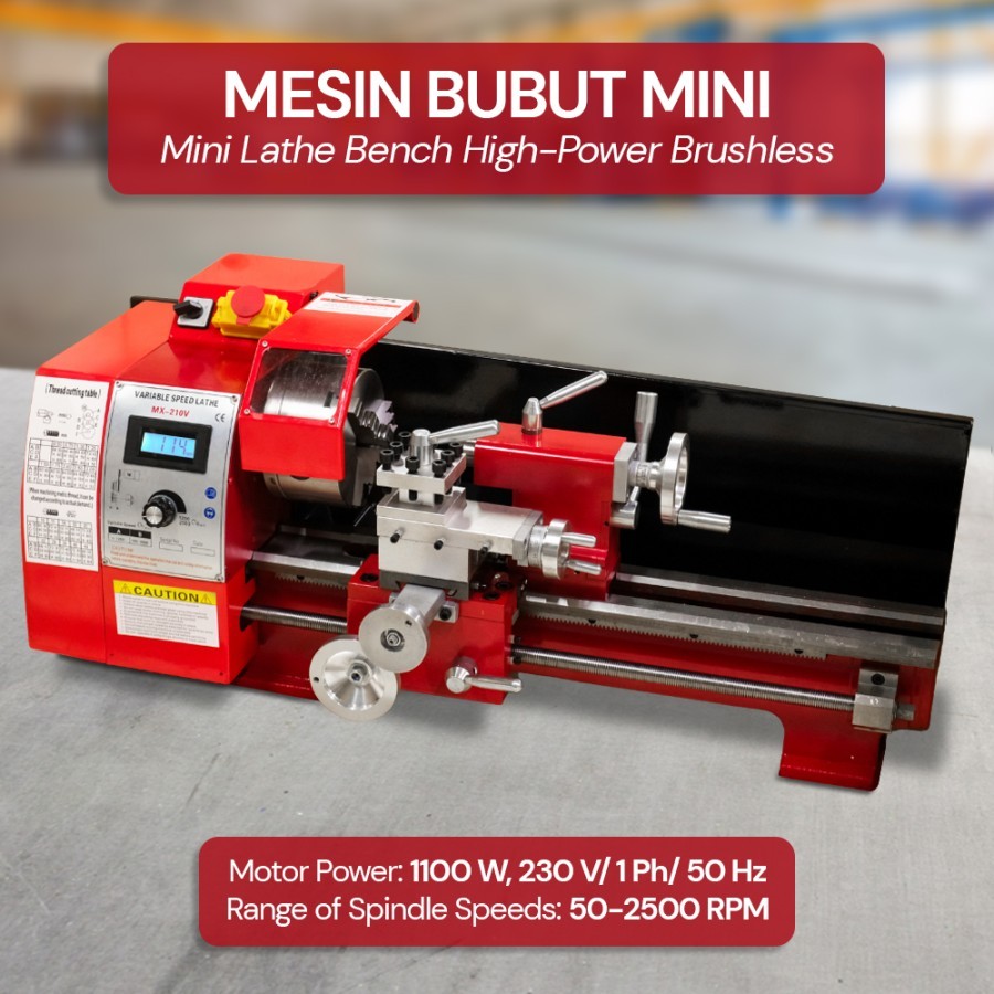 Mesin Bubut Kayu 1100w Brushless Mini Lathe Bench Wood Metal MX-210V