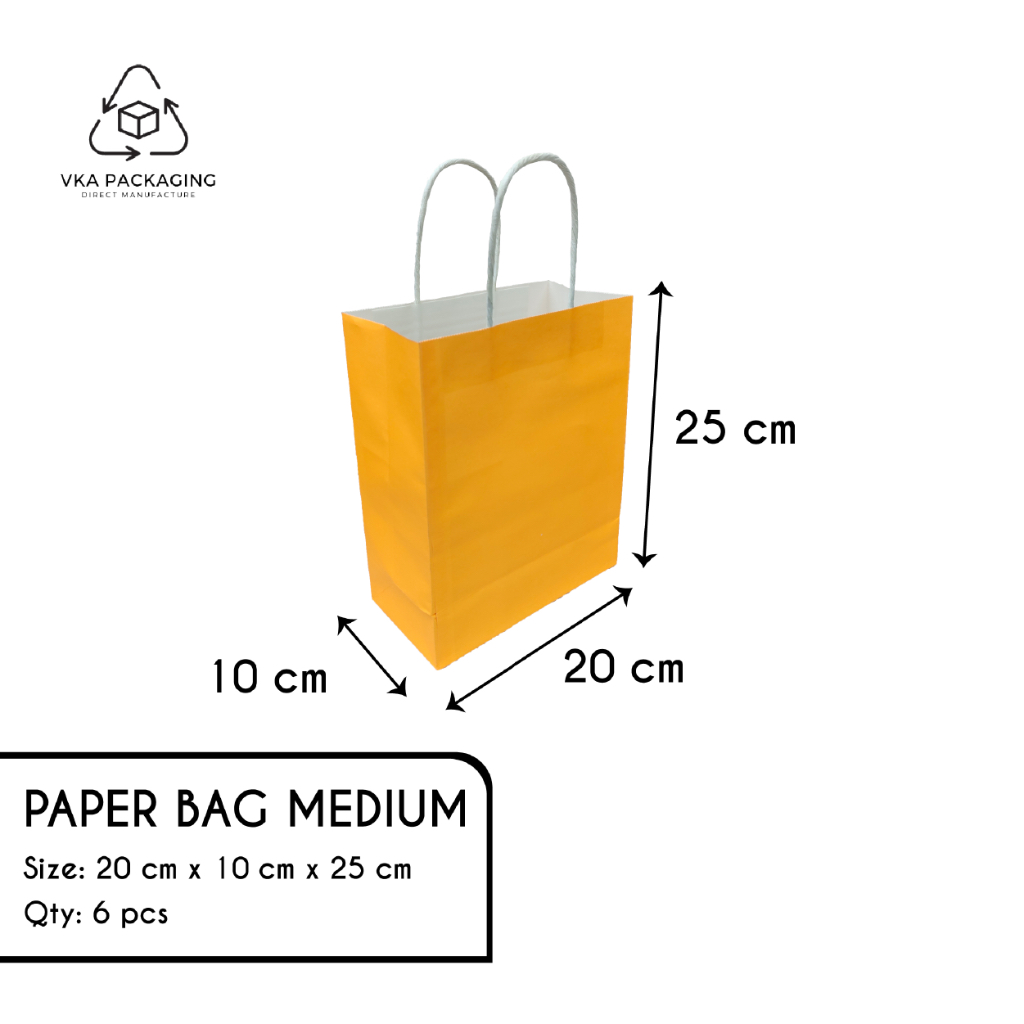 

Paper Bag White Kraft Solid Color Medium Sedang Warna Orange