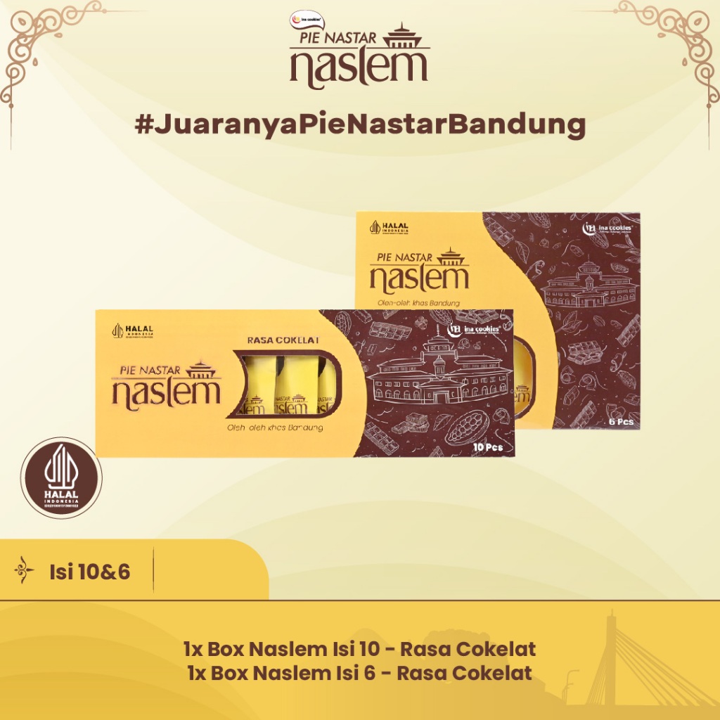 

Pie Nastar Naslem Cokelat Mix 1 box isi 10 pcs + 1 box isi 6 pcs Oleh-Oleh Bandung by Ina Cookies