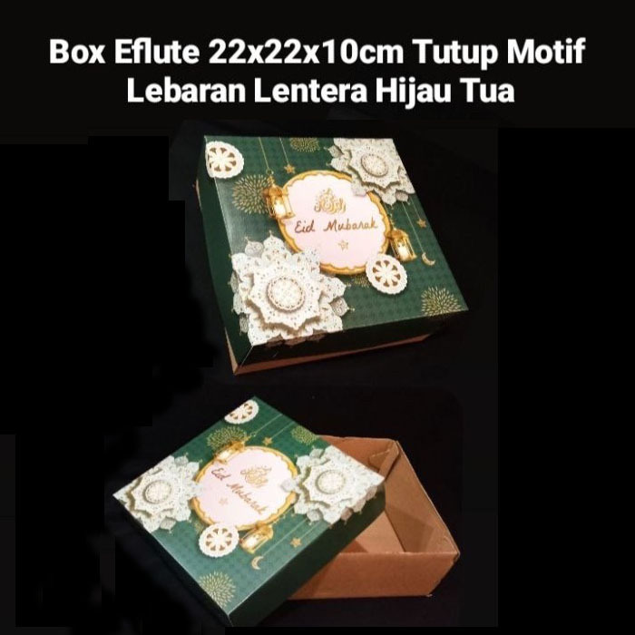 

(5 pcs) kardus lebaran motif lentera hijau tua dus kue bolu box chiffon cake idul fitri eid mubarak ukuran 22x22x10cm