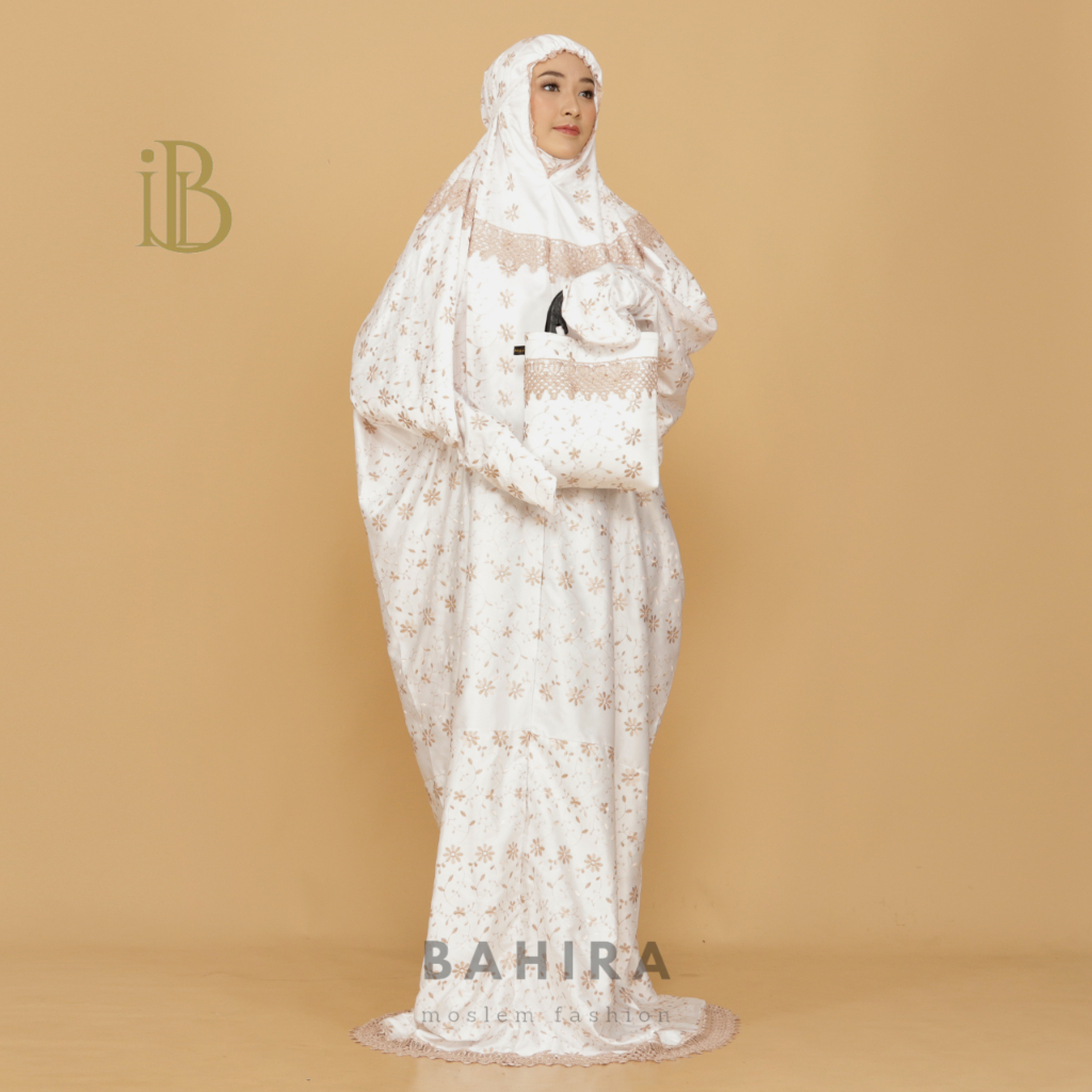 BAHIRA - Mukena Terusan Sutra Milo Prada Renda Kalung