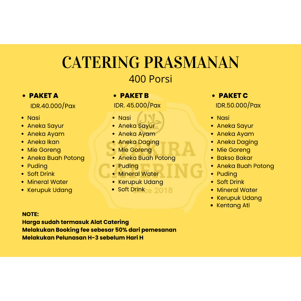 PAKET PRASMANAN MURAH 400 PORSI  // PRASMANAN MURAH JAKARTA // CATERING PRASMANAN // CATERING JAKART
