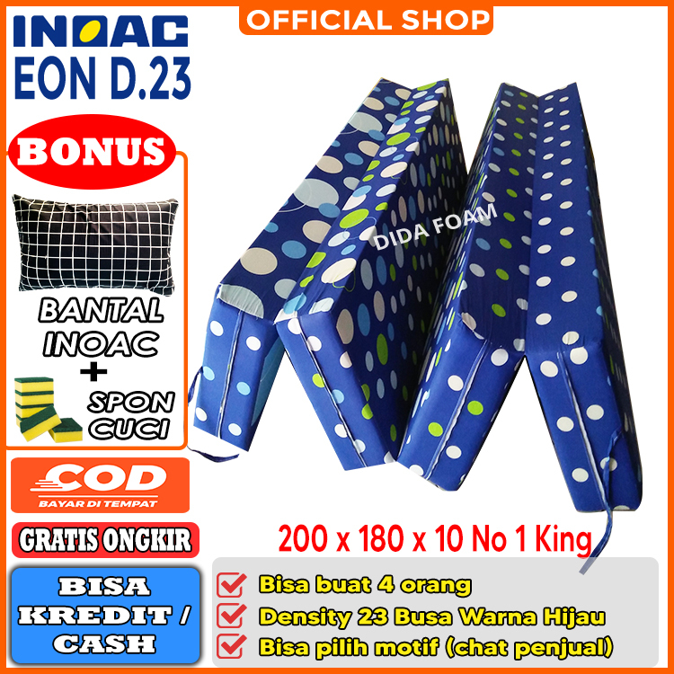 [ 200x180x10 ] Bisa COD Kasur Lipat Inoac No.1 Original EON Density 23 Kualitas Premium Bonus Bantal