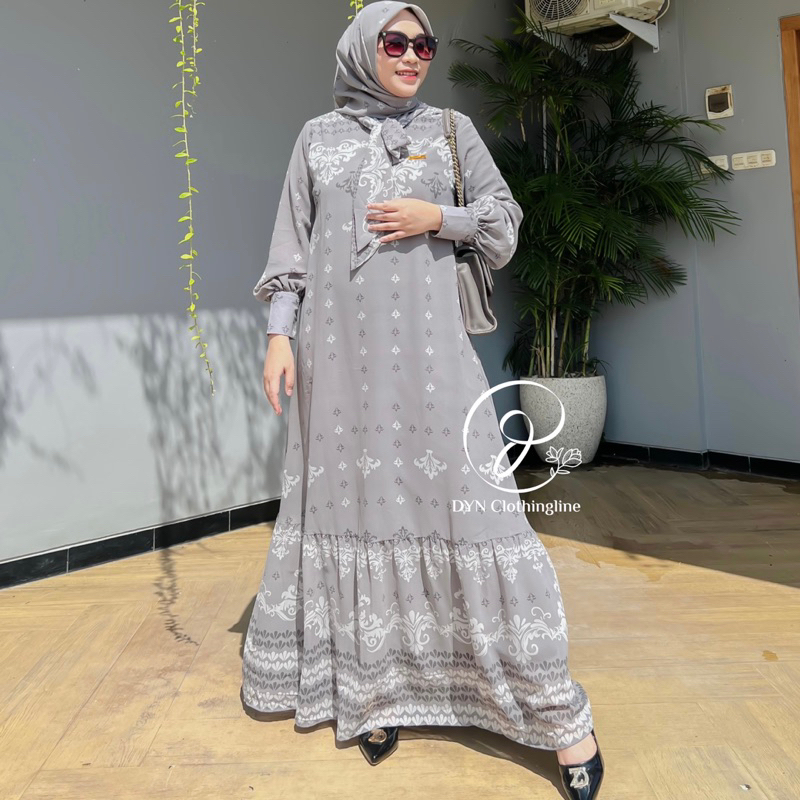 DYN Clothing Leona Dress FREE HIJAB - Gamis wanita Simple - Fashion Muslim - Gamis set Hijab-6
