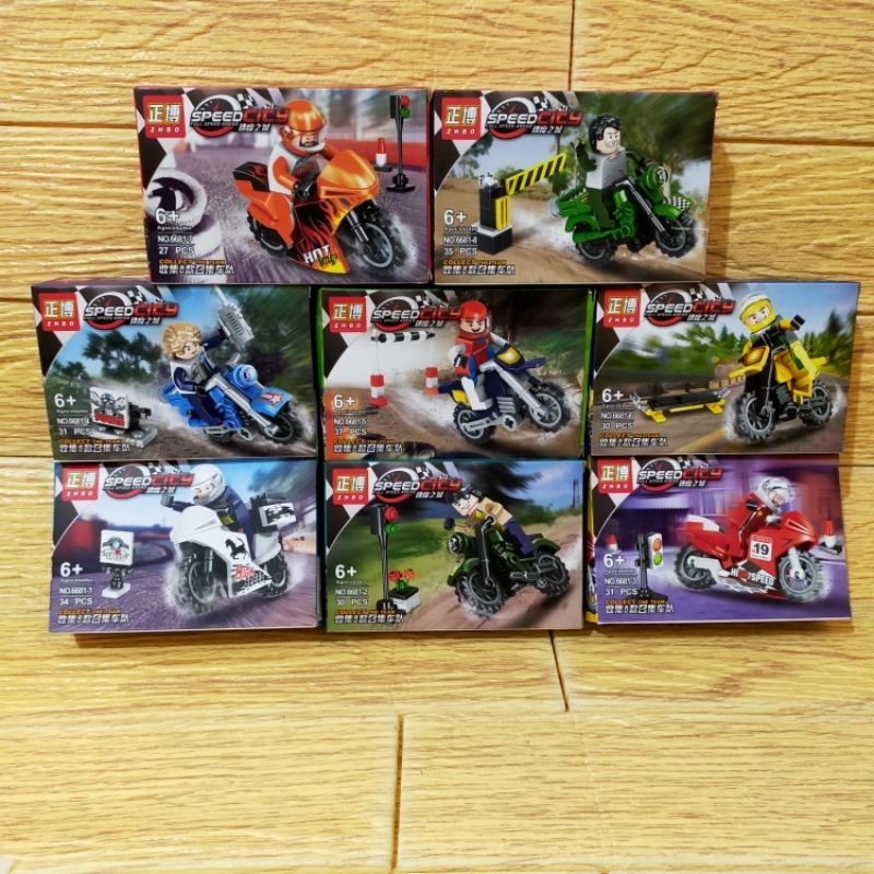 mainan balok susun edukatif brick motor building block ZHBO Speed city 6681