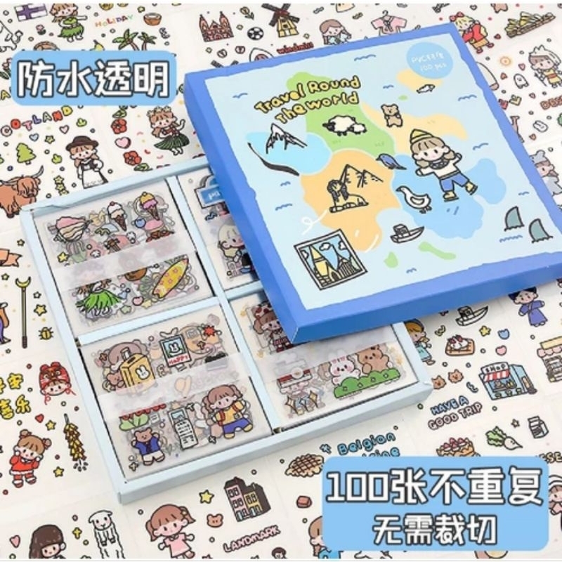 

Stiker PVC Ruan Series Travel Round The World Tema Keliling Dunia Motif Kartun Korea Aesthetic Lucu sticker kawaii Dekorasi Journal Scrapbook|DIY|Botol Minum | Kotak Pensil 1 / 5 Lembar