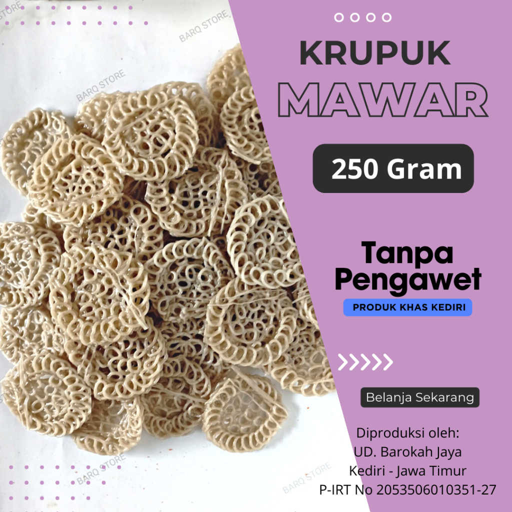 

Krupuk Mawar Mentah Besar Kerupuk Uyel Cap Maprah Berat 250 Gram