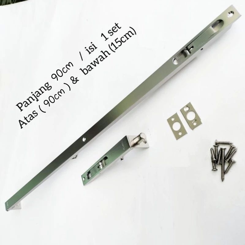 Grendel tanam slot kunci pintu tanam 1 set ( atas panjang 90cm & bawah 15cm )