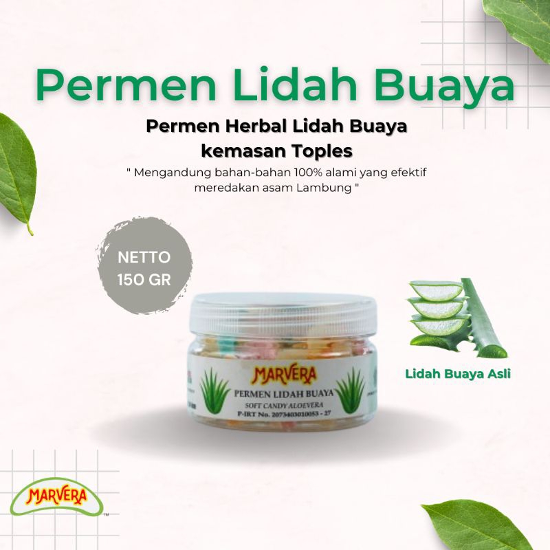 

Permen Jelly Lidah Buaya / Aloevera Marvera kemasan Toples 150gram asli, herbal, enak