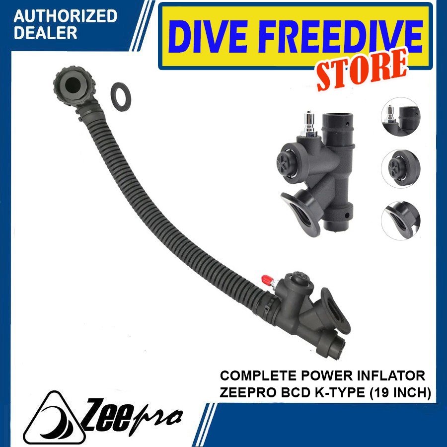 Complete Power Inflator BCD Zeepro K-Type Elbow 19 Inch Selang BC Scuba Diving Hose Inflator BCD Kom