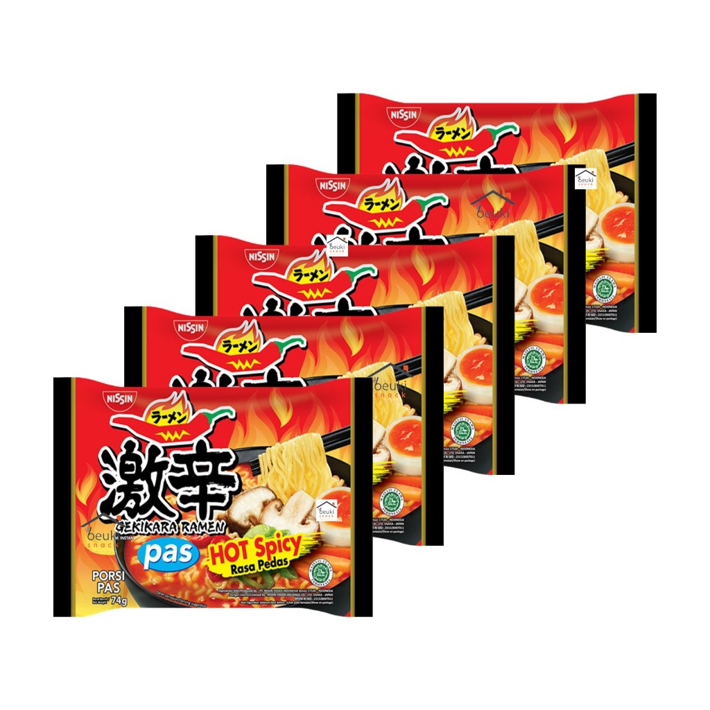 5PCS Nissin Gekikara Pas Hot Spicy Ramen Kuah Pedas