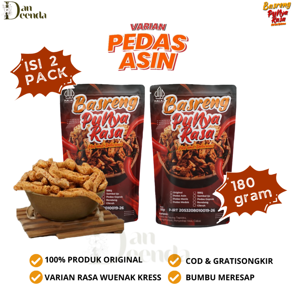 

Basreng Punya Rasa Pedas Asin Paket Isi 2 Rasa Pedas Maksimal dan Gurih Ekstra Daun Jeruk