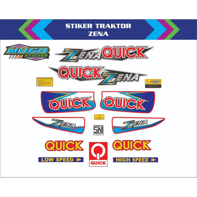 stiker mesin traktor QUICK Zena