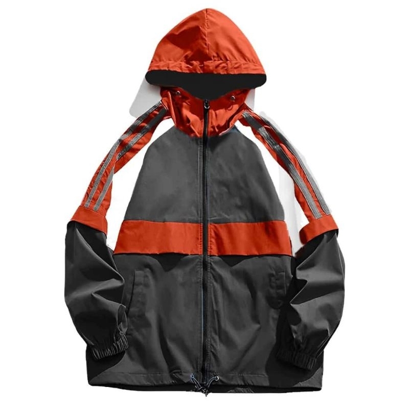 Jaket Windbreker WaterProof  Colour Block Pria Wanita Big Size