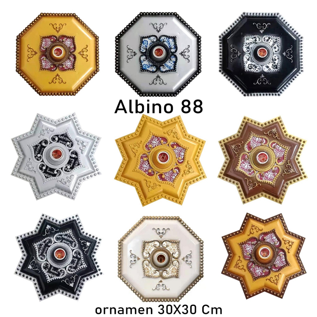 TERMURAH - Ornamen Plafon PVC / Pitting Lampu clasik / Dudukan Lampu plafon PVC ALBINO 88
