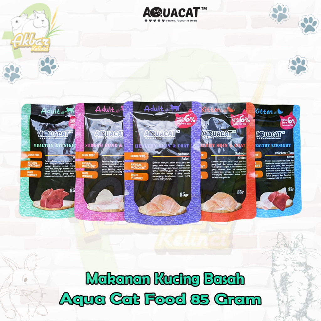 Makanan kucing basah Aquacat sachet pouch 85gr - Aquacat wet food - Makanan Kucing Basah sachet - Ma