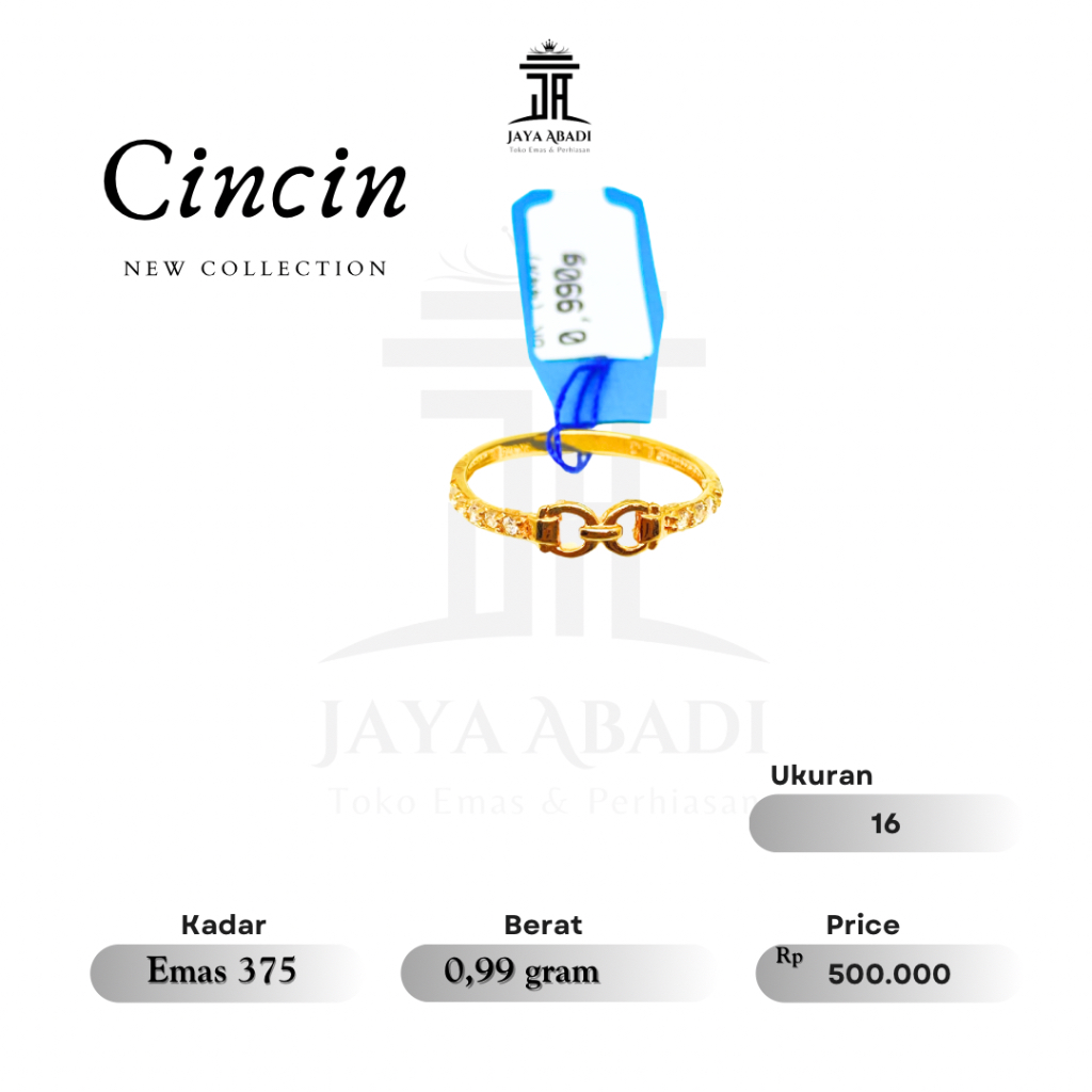 Cincin fashion emas 375 mata putih