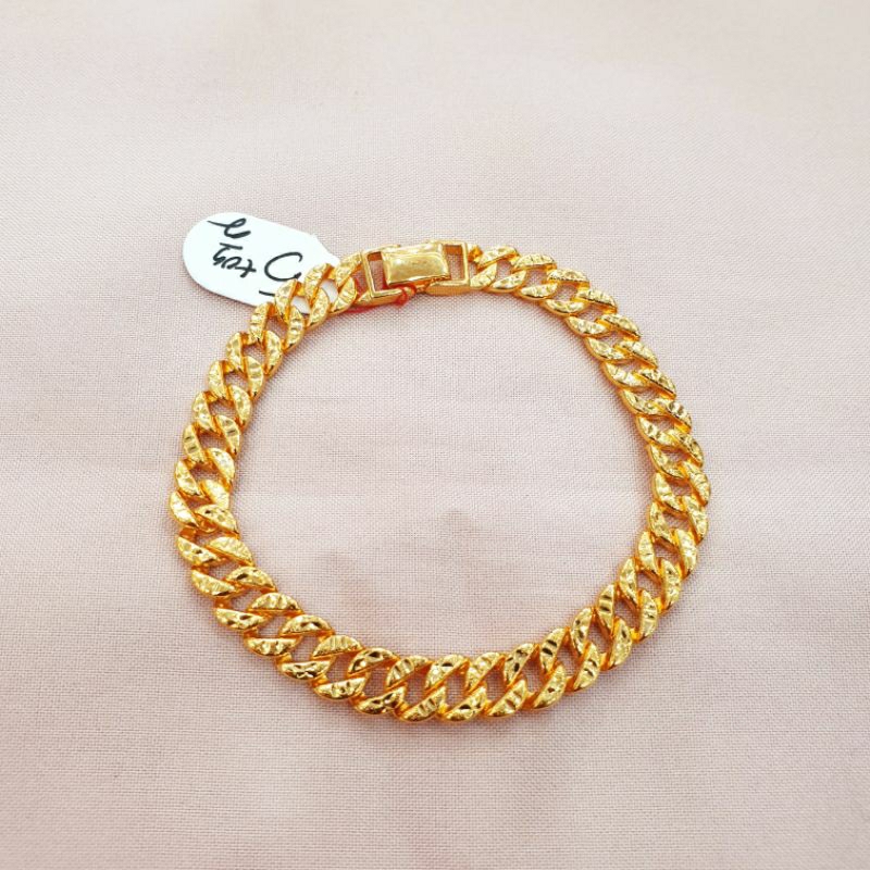 [NEW] Gelang rantai sisik naga ukir emas asli kadar 375