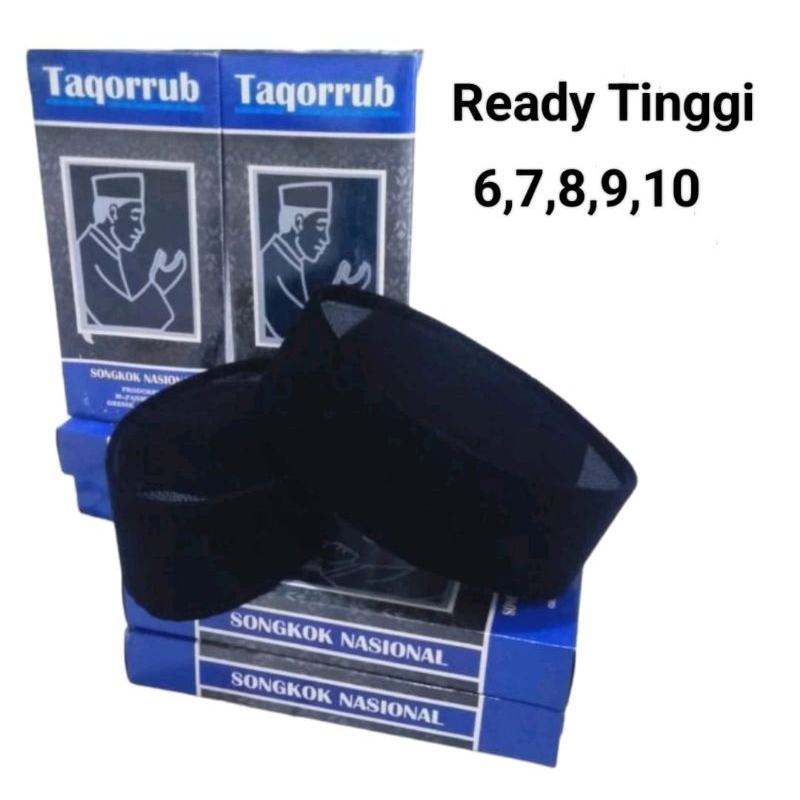 Peci songkok hitam Taqorrub  Polos AC Tinggi 7,8,9,10