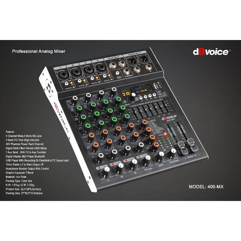 Mixer Analog 4Channel dBvoice® 400-MX/Mixer IMut/Masjid/Event Kecil