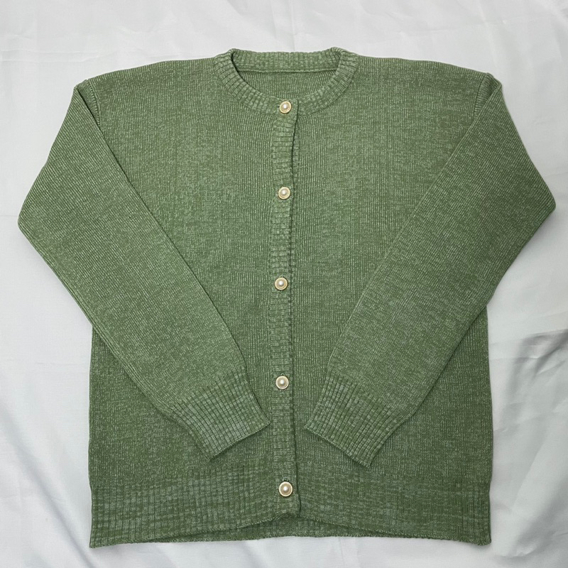 AslahStyle - Giselle Green / Atasan Wanita / Knitwear Kancing Cantik
